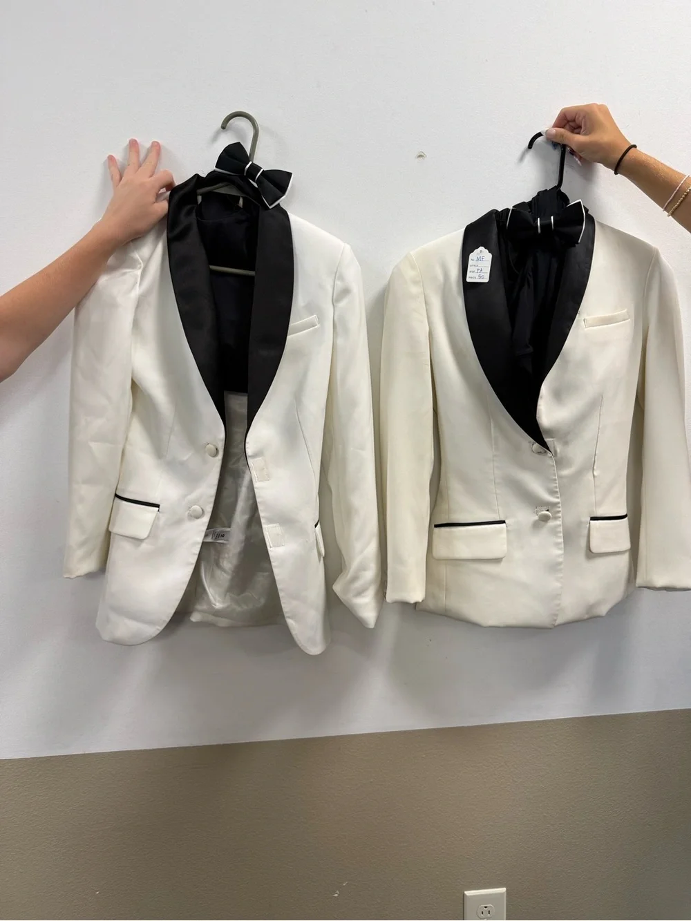 Classic Cream Tuxedo Blazer with Black Satin Lapel